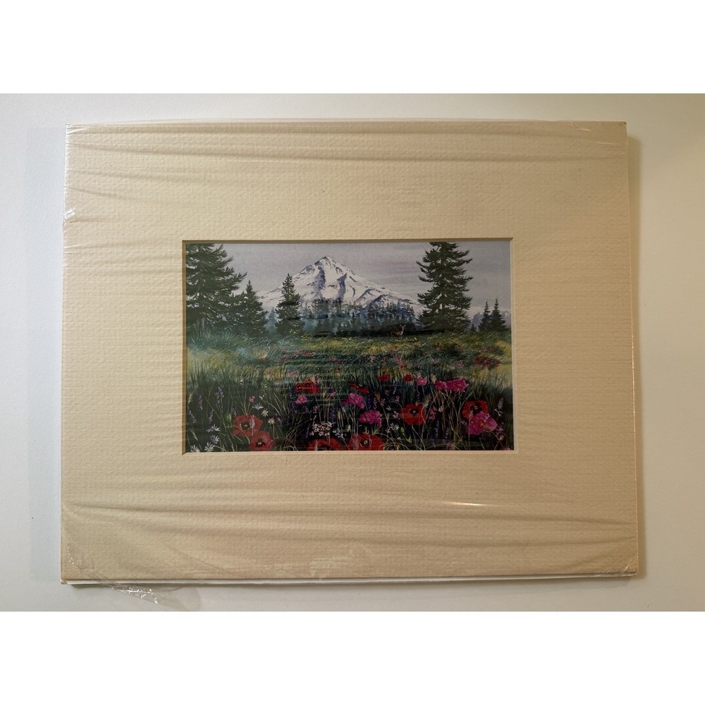 VTG Diane Phalen Signed Art Print - Matted Woodland Mountain Designs Landscape